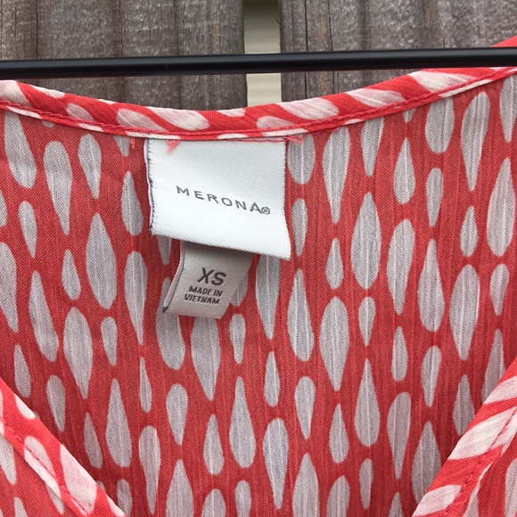 Merona Dress- Orange/Cream Short Sleeve Dress -XS - Picture 2 of 5